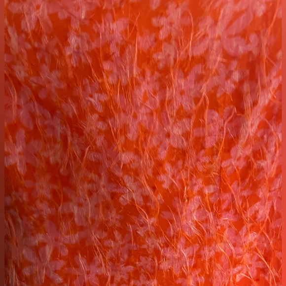 Orange Floral Feather Halter Side Slit Dress - Picture 4 of 6